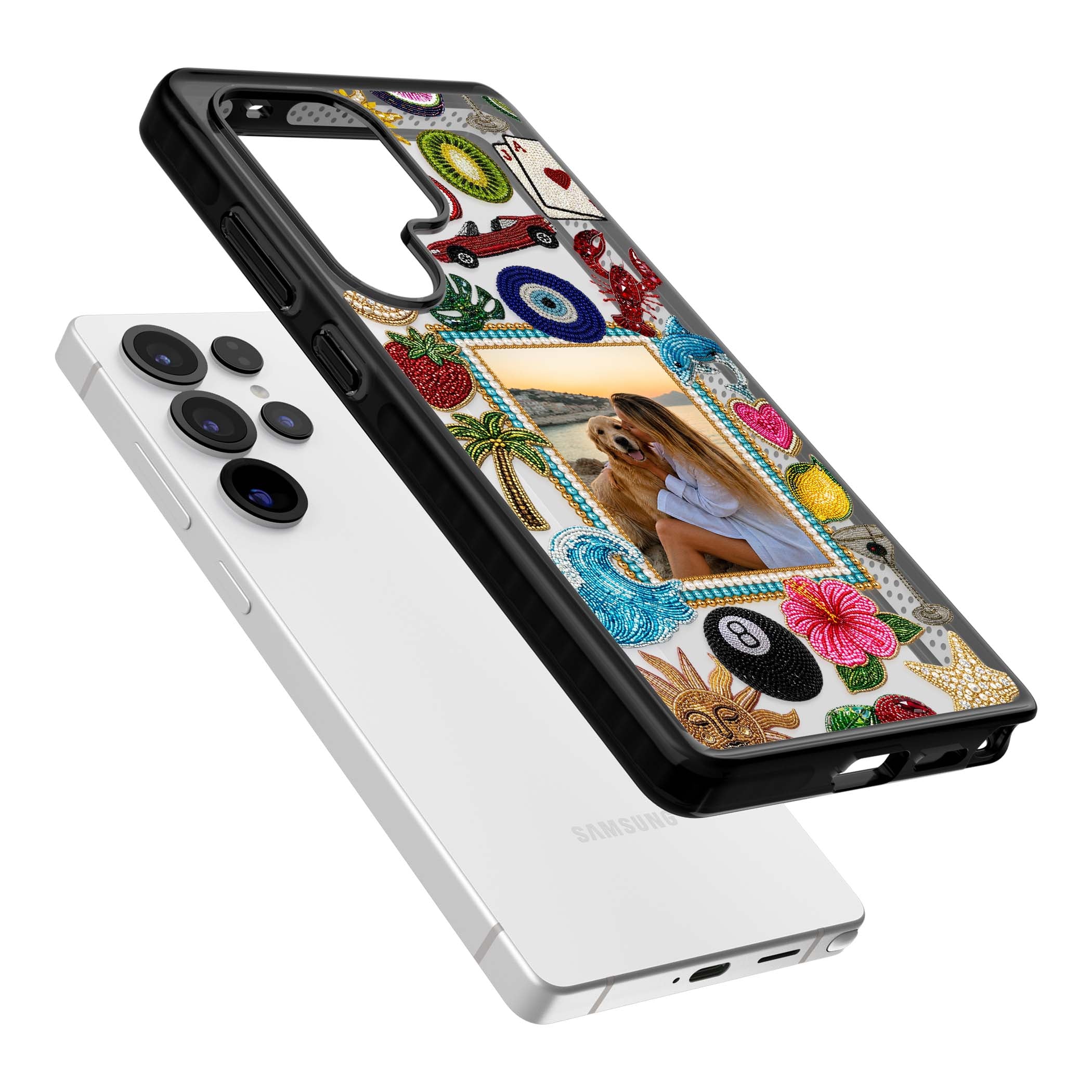 Beaded Photo coastal iPhone case | Black Impact case for Samsung Galaxy S25 Ultra