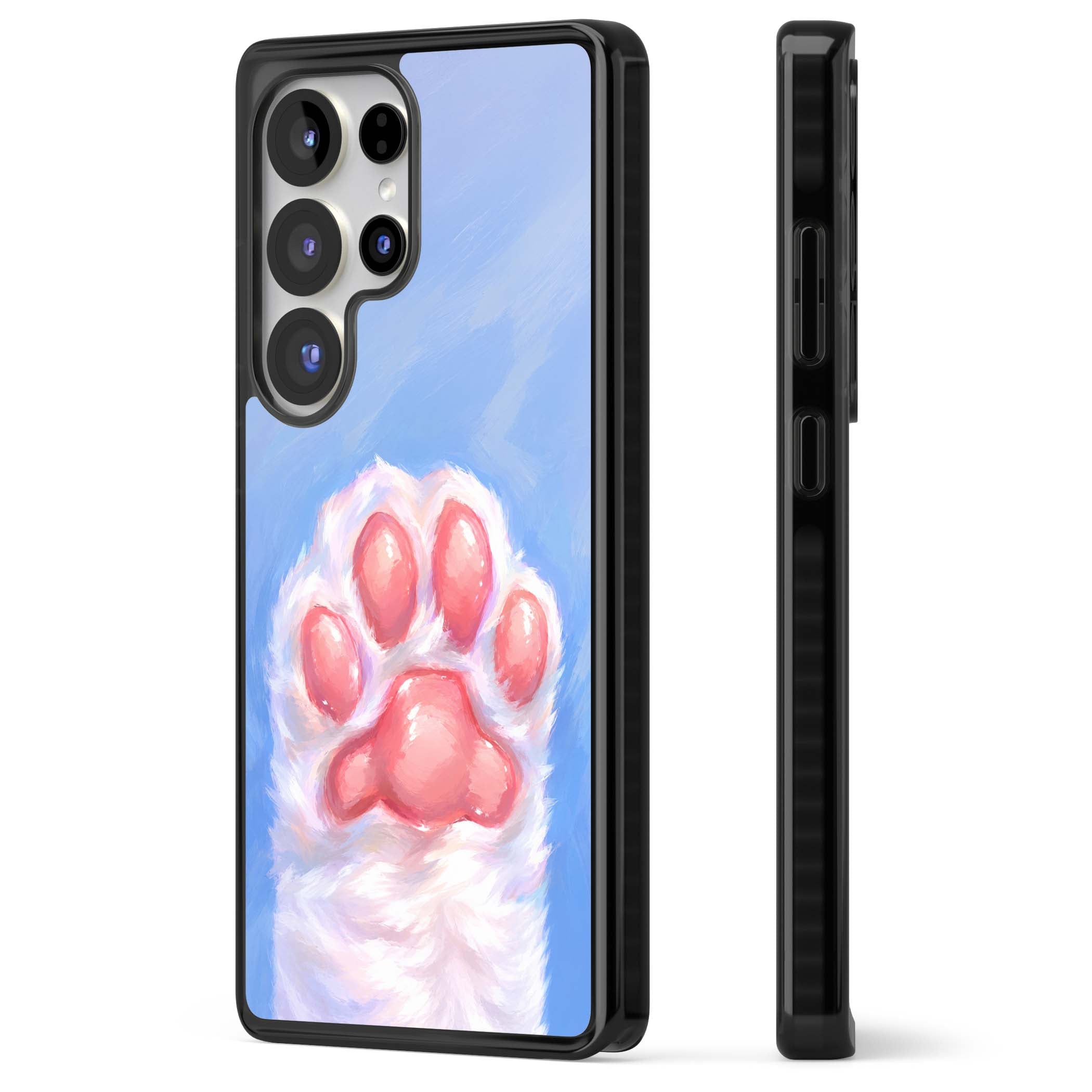Soft White Paw cute iPhone case | Black Impact case for Samsung Galaxy S25 Ultra
