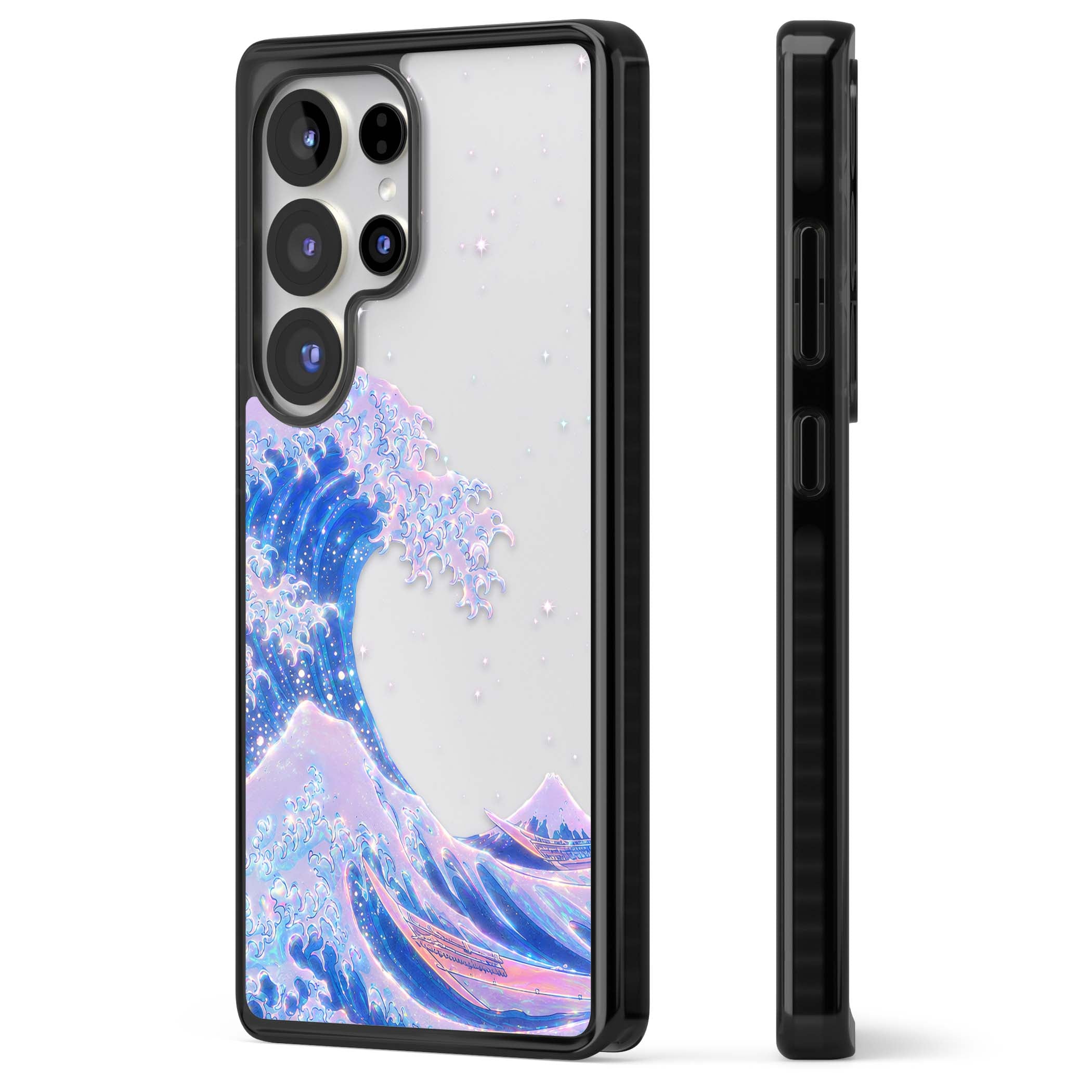 The Great Wave In Opal japanese iPhone case | Black Impact case for Samsung Galaxy S25 Ultra