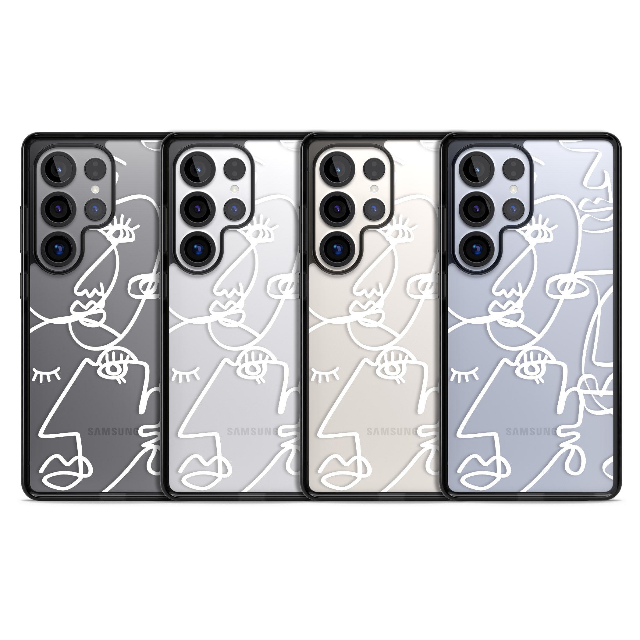 Abstract Line Art White Clear