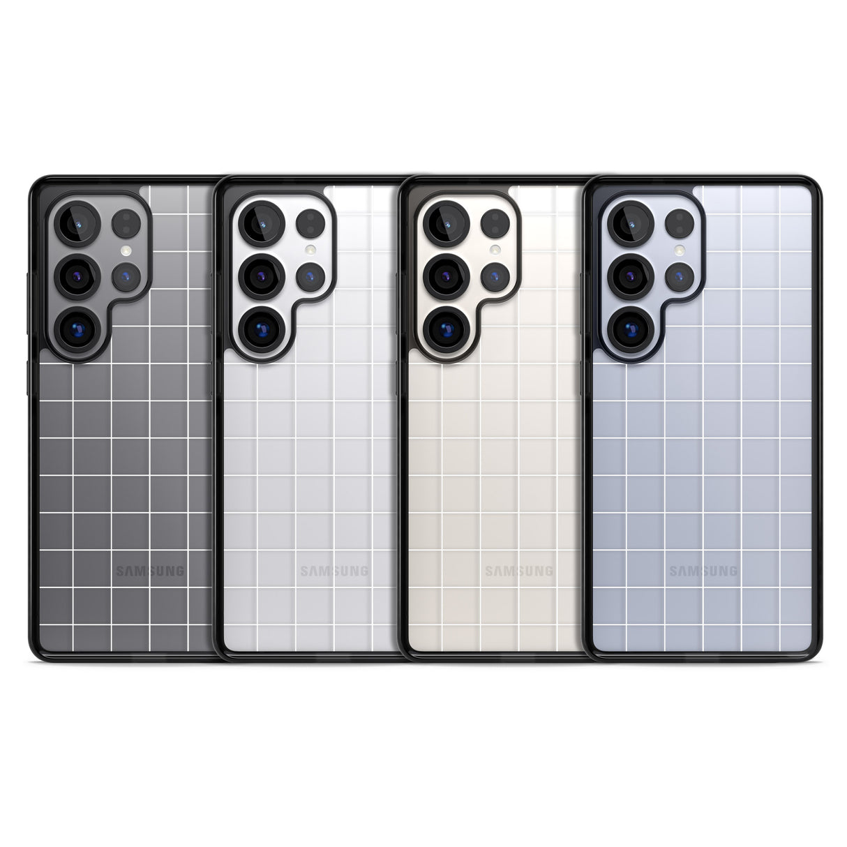 Simplistic Large Grid Pattern White (Transparent)