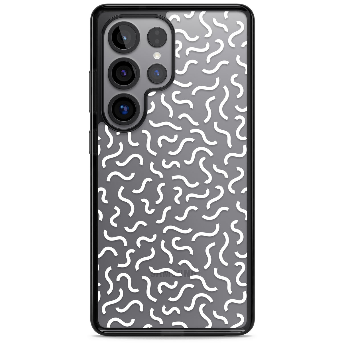 White Wavy Squiggles Memphis Retro Pattern Design