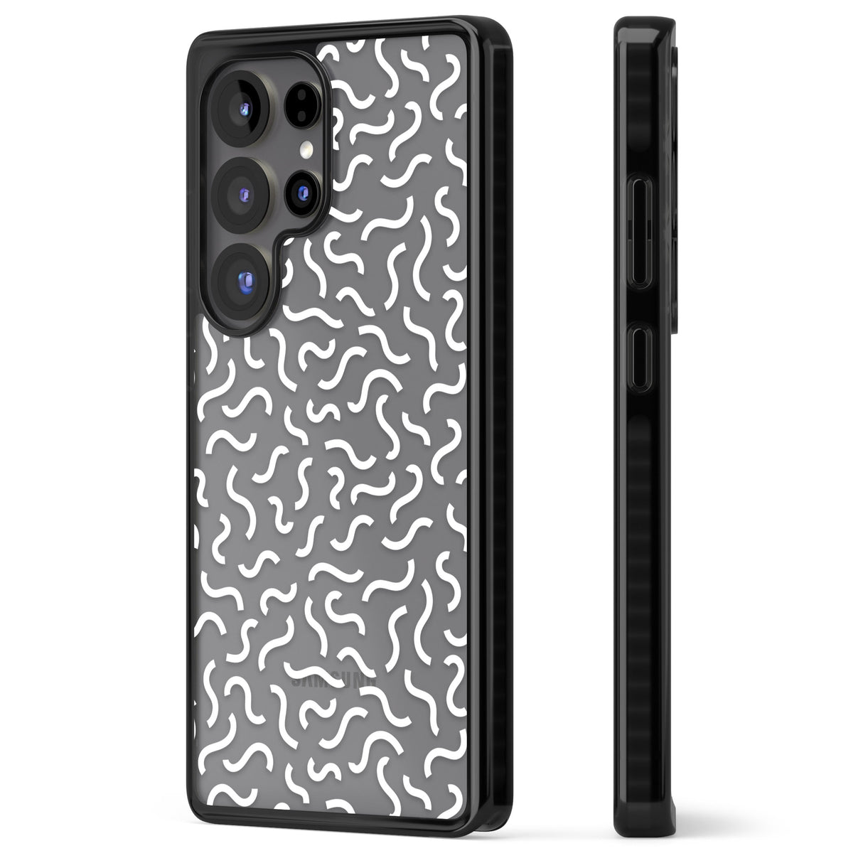 White Wavy Squiggles Memphis Retro Pattern Design