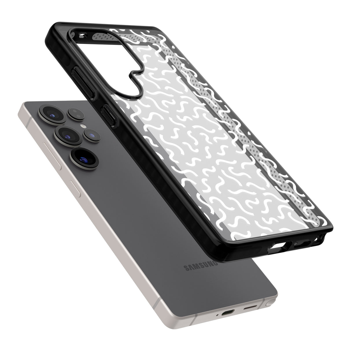 White Wavy Squiggles Memphis Retro Pattern Design