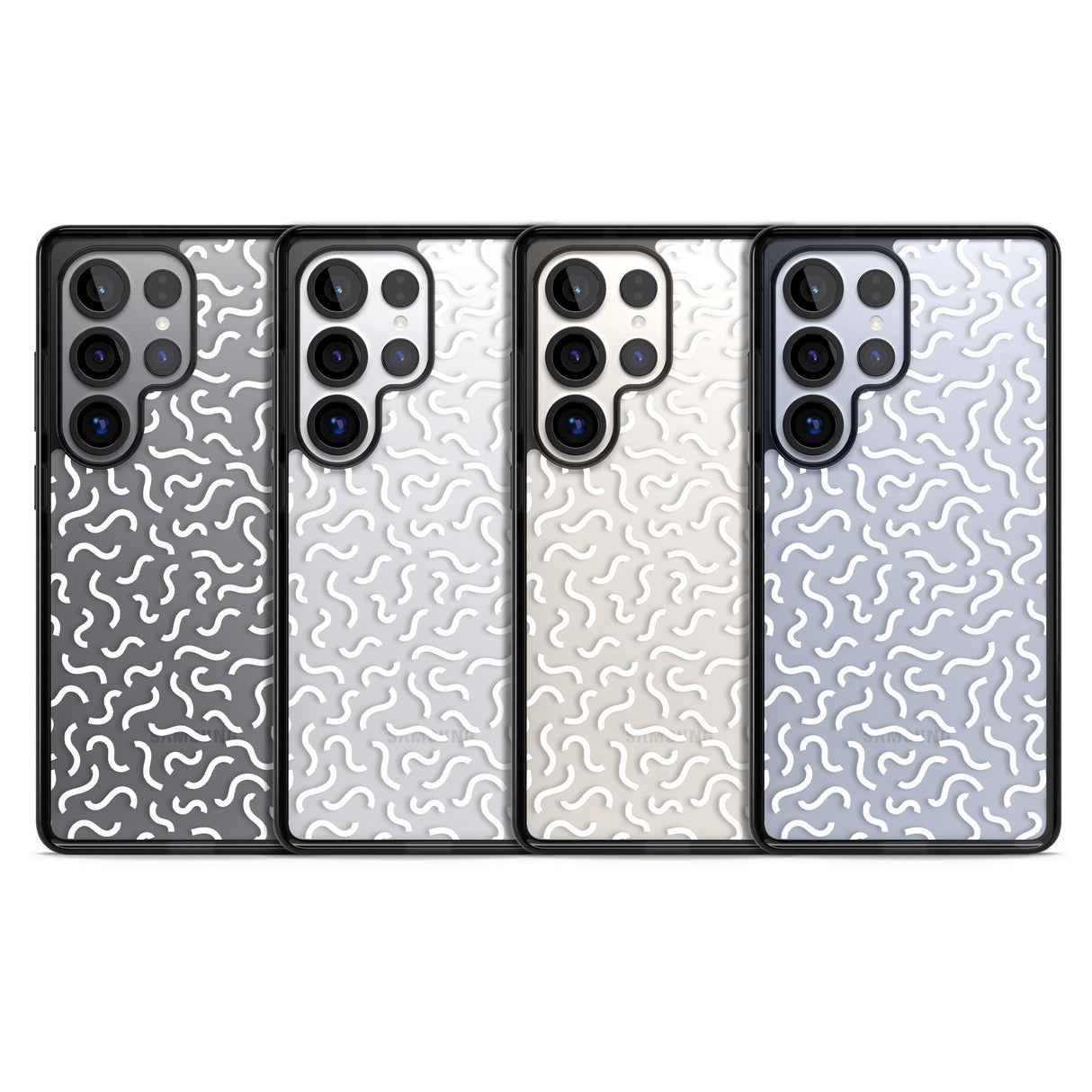 White Wavy Squiggles Memphis Retro Pattern Design