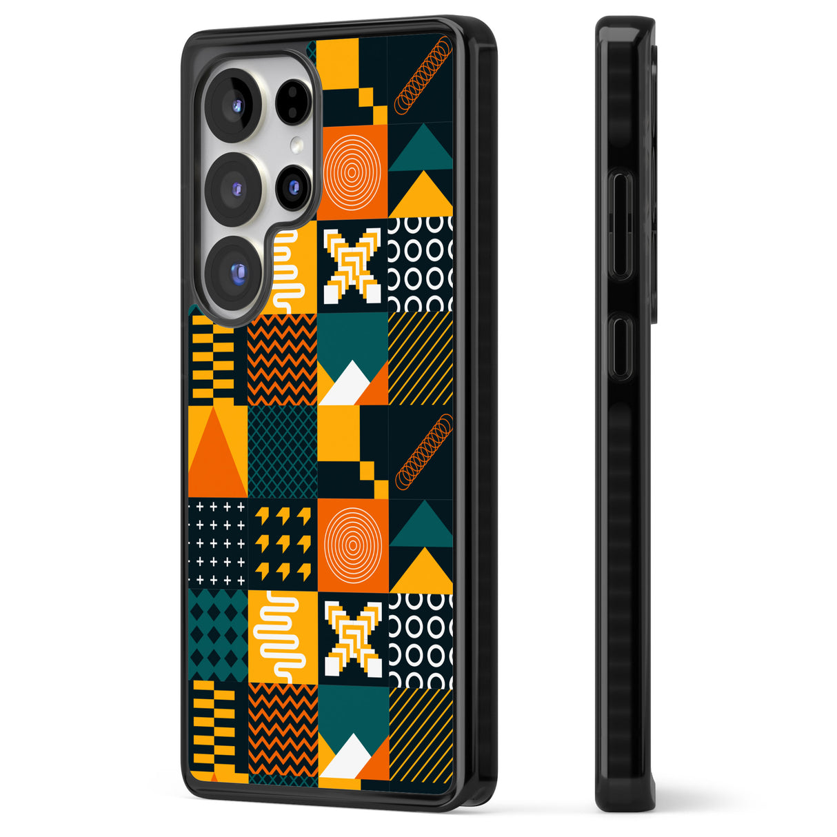 Funky Geometric Patterns: Orange & Dark Green