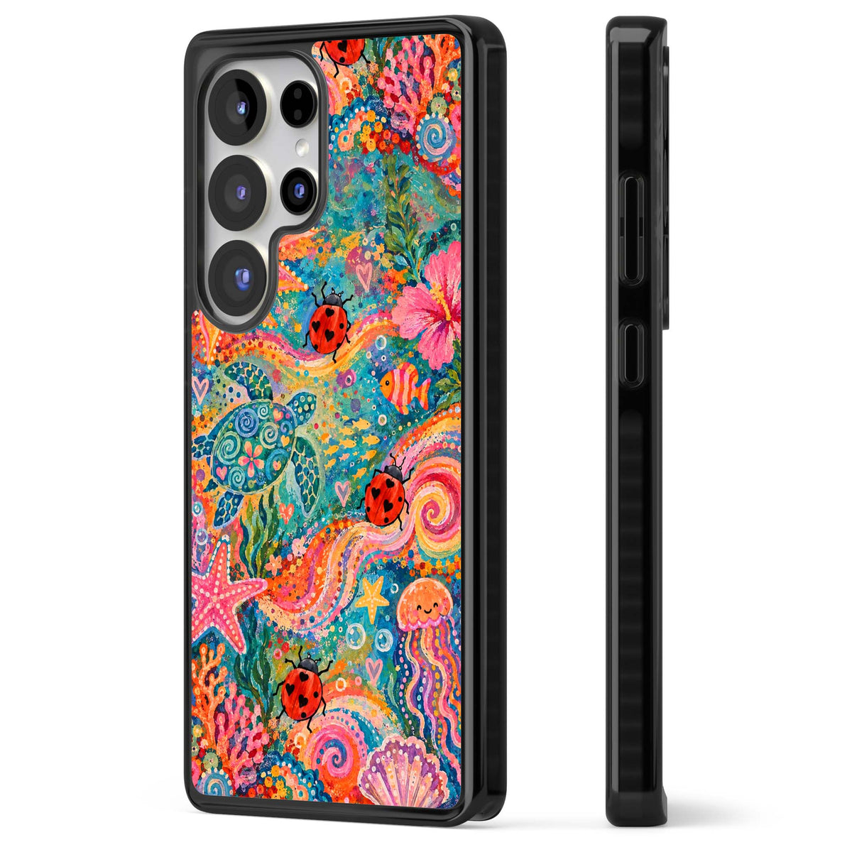 Coral Whimsy for her iPhone case | Black Impact case for Samsung Galaxy S25 Ultra
