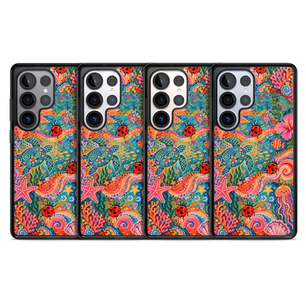 Coral Whimsy for her iPhone case | Black Impact case for Samsung Galaxy S25 Ultra
