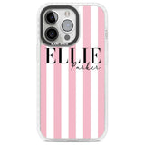 Personalised Pink Stripes Custom Phone Case iPhone 15 Pro Max / Magsafe Impact Case,iPhone 15 Plus / Magsafe Impact Case,iPhone 15 Pro / Magsafe Impact Case,iPhone 15 / Magsafe Impact Case Blanc Space