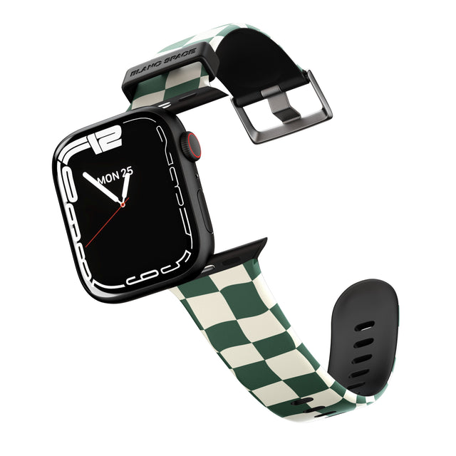 Green & Cream Wavy Check Apple Watch Strap - 38mm / 40mm / 41mm