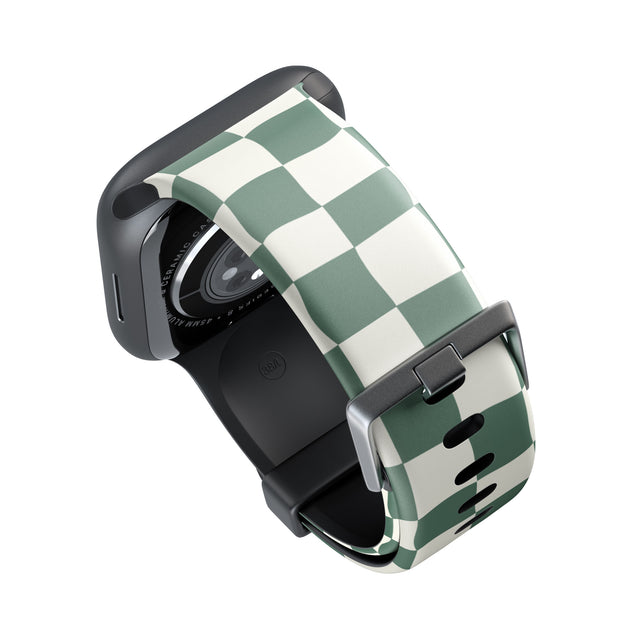 Green & Cream Wavy Check Apple Watch Strap - 38mm / 40mm / 41mm