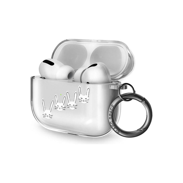 White Bunny Faces AirPods Pro Case