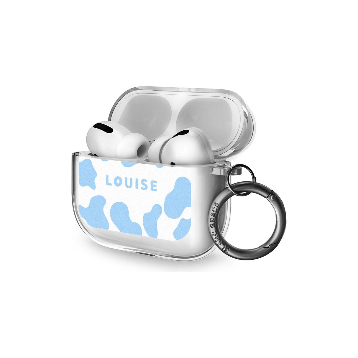 Personalised Blue and White Cow Print AirPods Pro Case