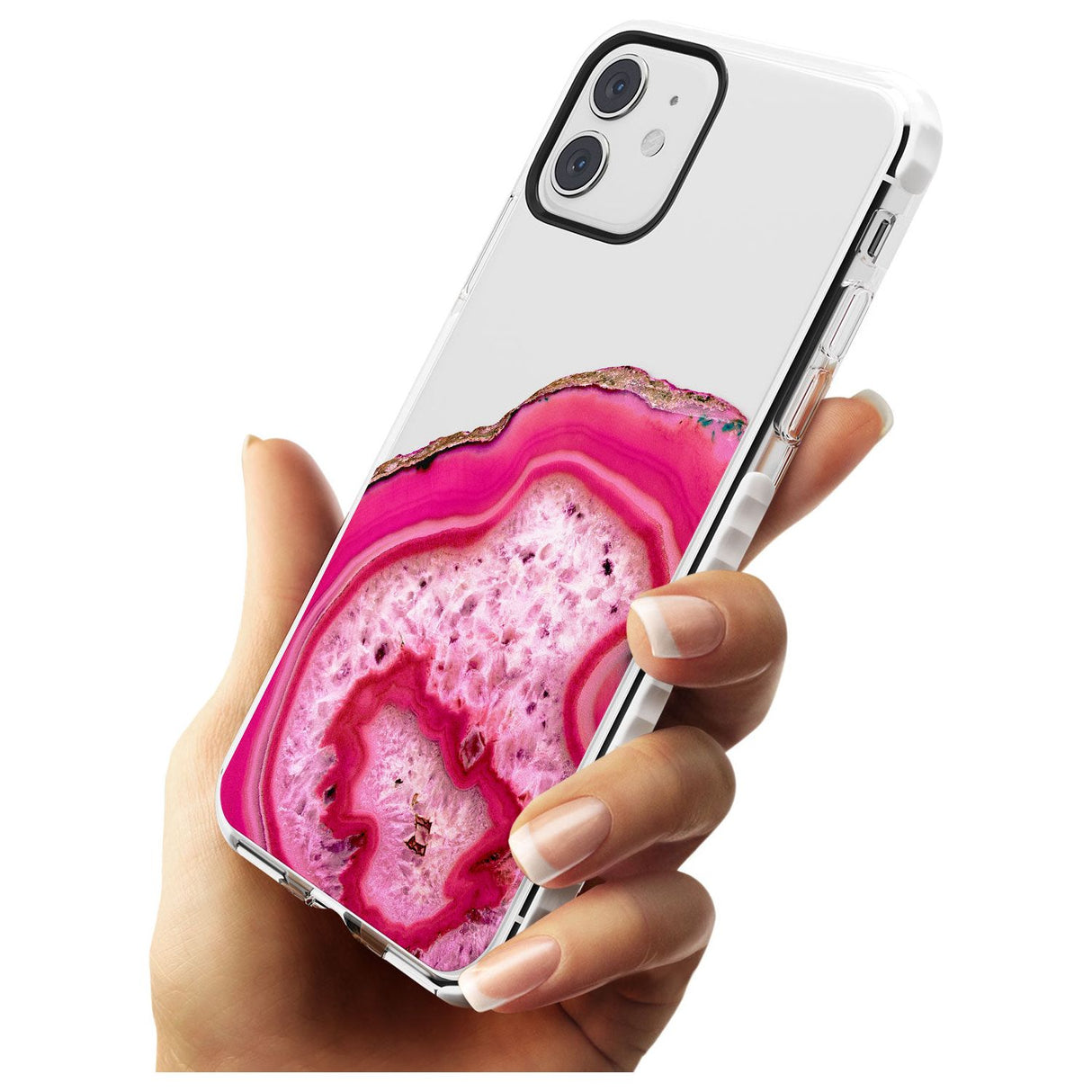 Bright Pink Gemstone Crystal Clear Design Impact Phone Case for iPhone 11