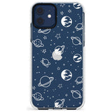 Outer Space Outlines: White on Clear Slim TPU Phone Case for iPhone 11