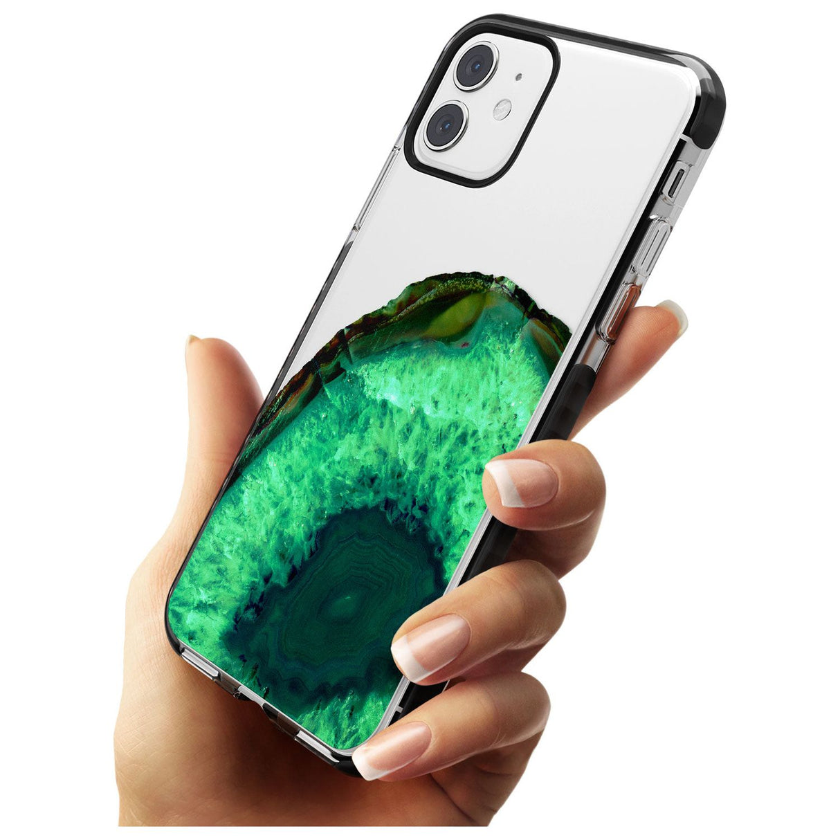 Emerald Green Gemstone Crystal Clear Design Black Impact Phone Case for iPhone 11