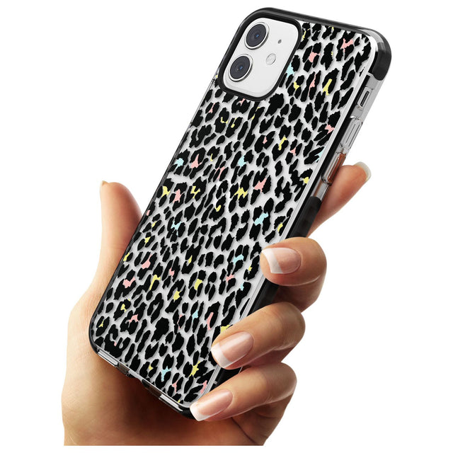 Mixed Pastels Leopard Print - Transparent Black Impact Phone Case for iPhone 11