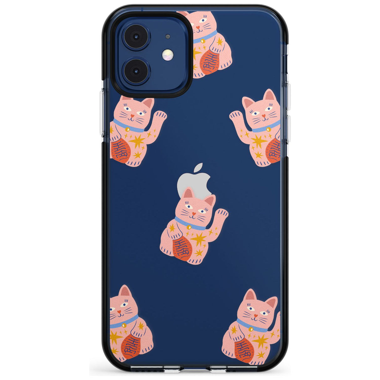 Waving Cat Pattern Black Impact Phone Case for iPhone 11 Pro Max