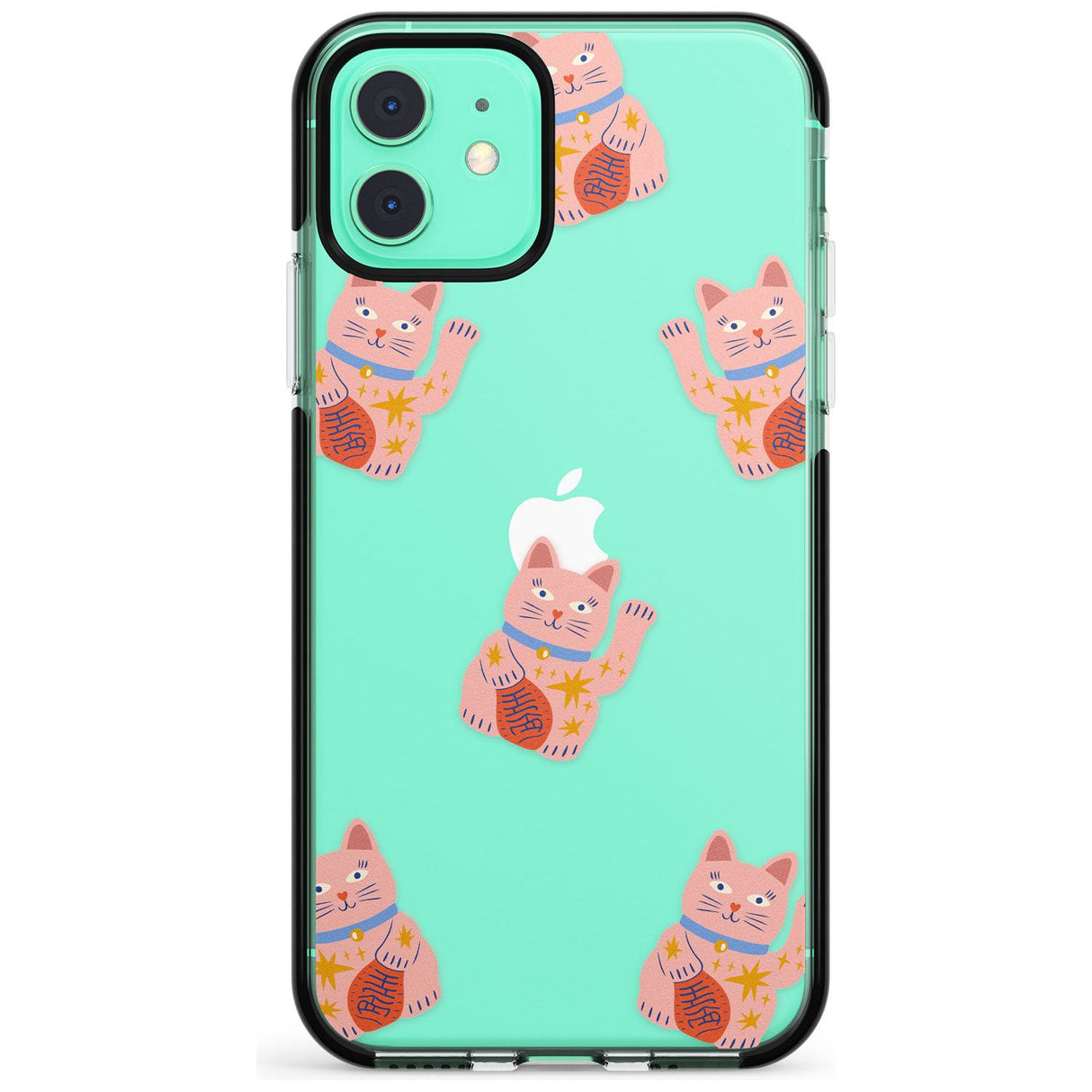 Waving Cat Pattern Black Impact Phone Case for iPhone 11 Pro Max