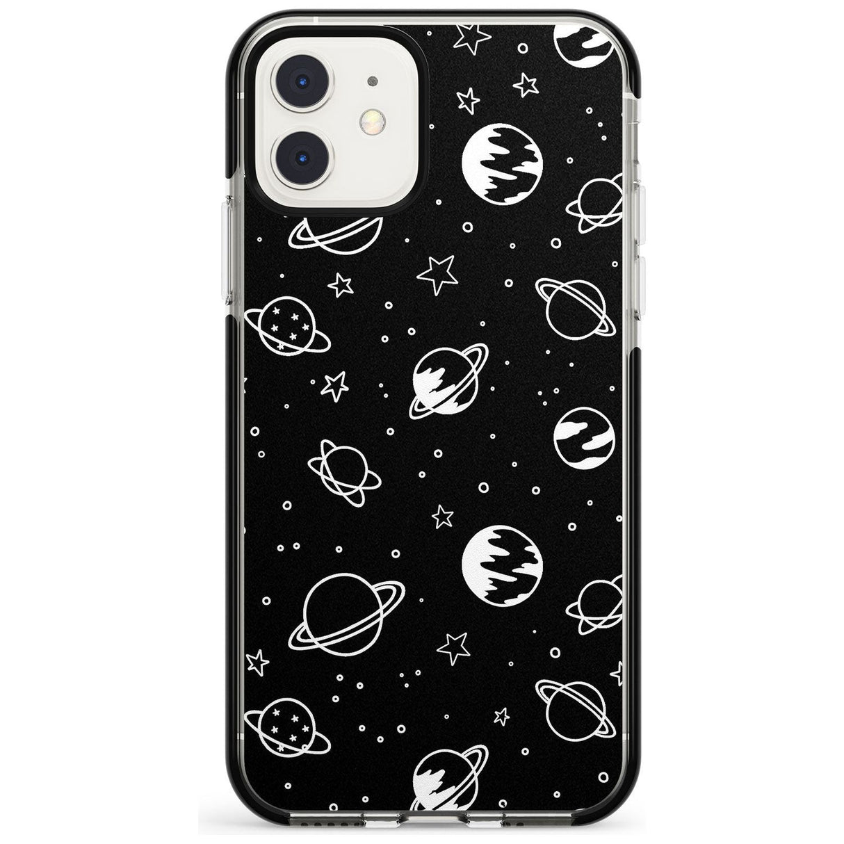 Outer Space Outlines: White on Black Pink Fade Impact Phone Case for iPhone 11 Pro Max