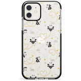 Sweet as Honey Patterns: Bees & Hearts (Clear) Black Impact Phone Case for iPhone 11