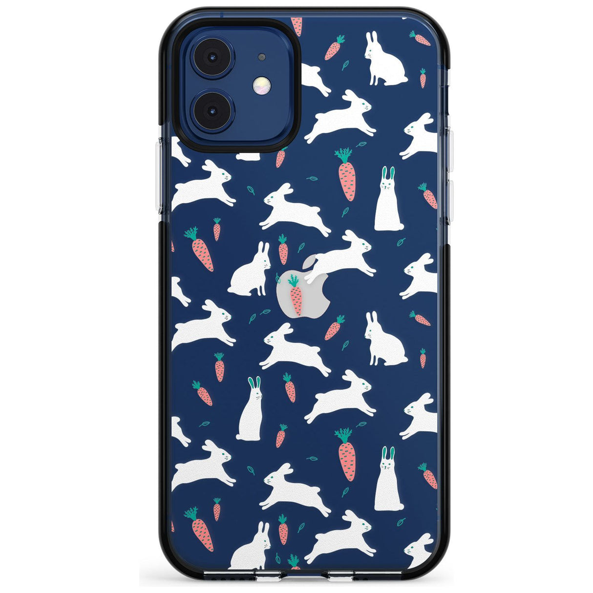 White Bunnies and Carrots Black Impact Phone Case for iPhone 11 Pro Max