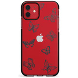 Grey Butterfly Line Pattern Black Impact Phone Case for iPhone 11 Pro Max