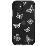 White Butterfly Line Pattern Black Impact Phone Case for iPhone 11 Pro Max