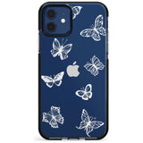 White Butterfly Line Pattern Black Impact Phone Case for iPhone 11 Pro Max