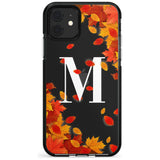 Personalised Monogram Autumn Leaves Black Impact Phone Case for iPhone 11 Pro Max