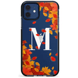 Personalised Monogram Autumn Leaves Black Impact Phone Case for iPhone 11 Pro Max