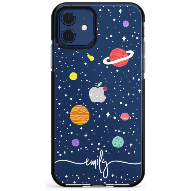 Custom Cute Cartoon Planets (Clear) Pink Fade Impact Phone Case for iPhone 11 Pro Max