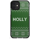 Personalised Green Christmas Knitted Jumper Black Impact Phone Case for iPhone 11 Pro Max