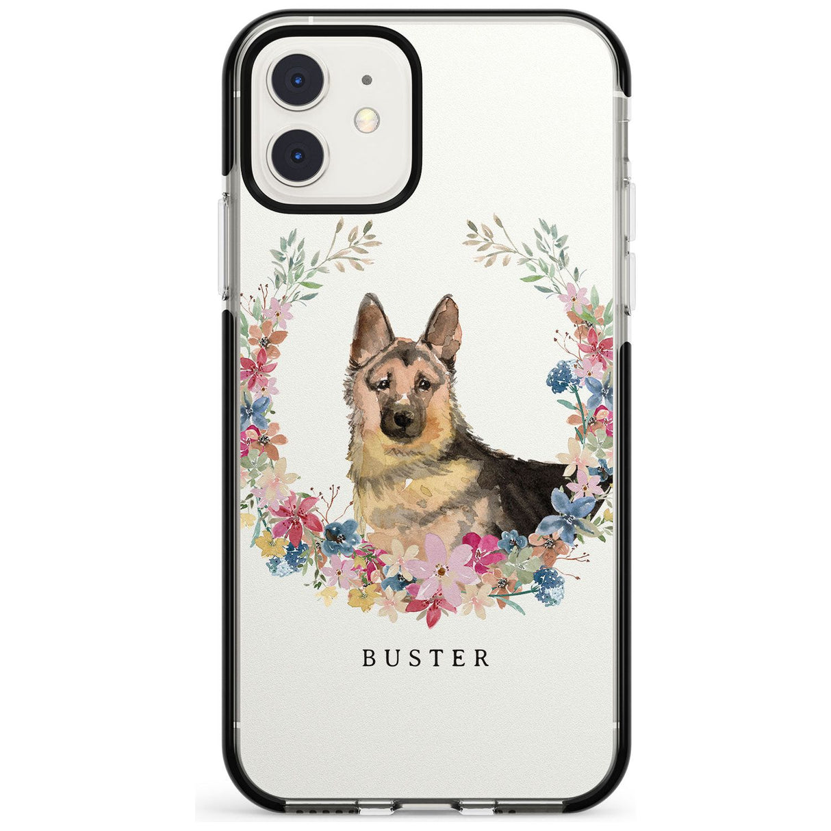 German Shepherd - Watercolour Dog Portrait Black Impact Phone Case for iPhone 11