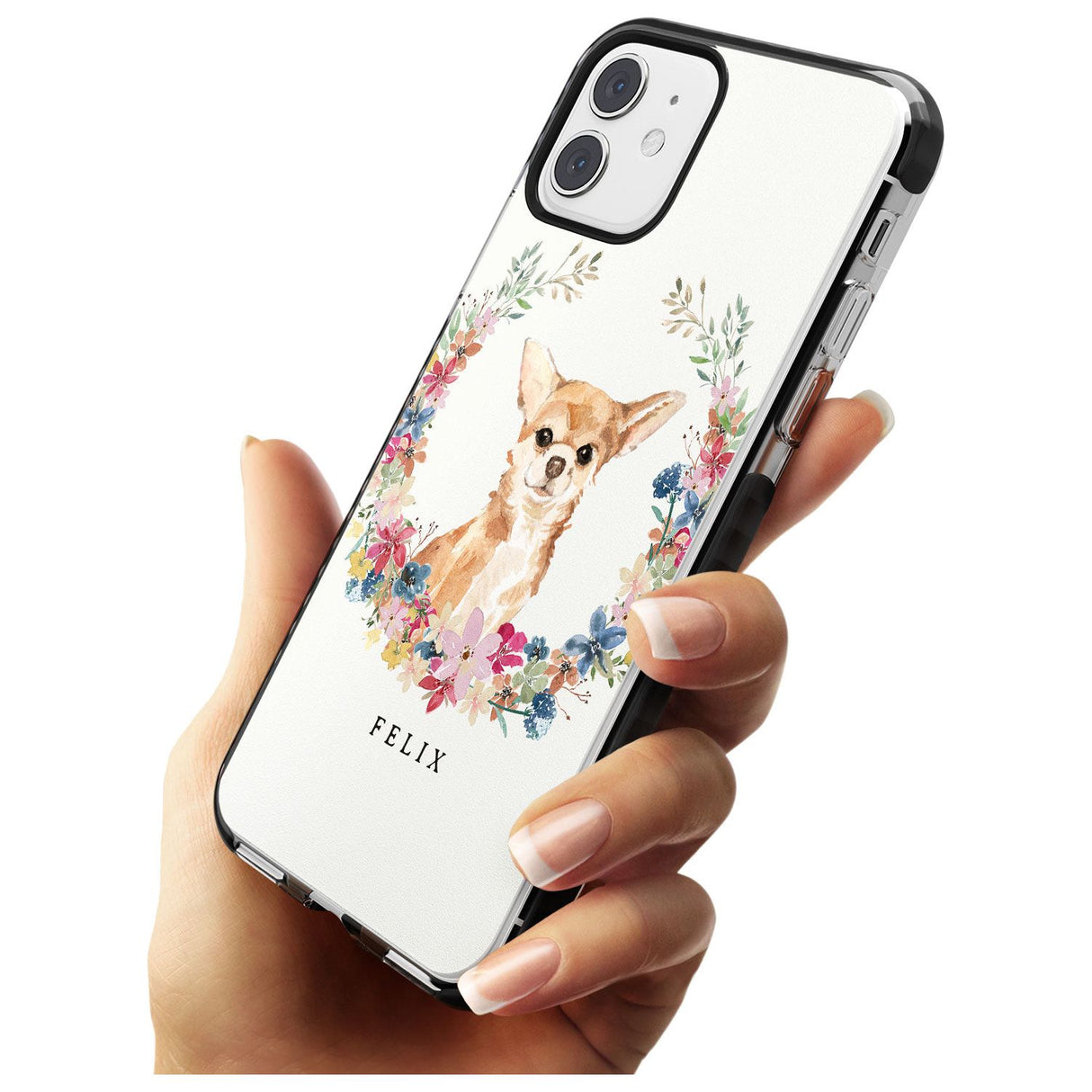 Chihuahua - Watercolour Dog Portrait Black Impact Phone Case for iPhone 11
