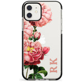 Custom Clear Vintage Floral Pink Peonies Black Impact Phone Case for iPhone 11