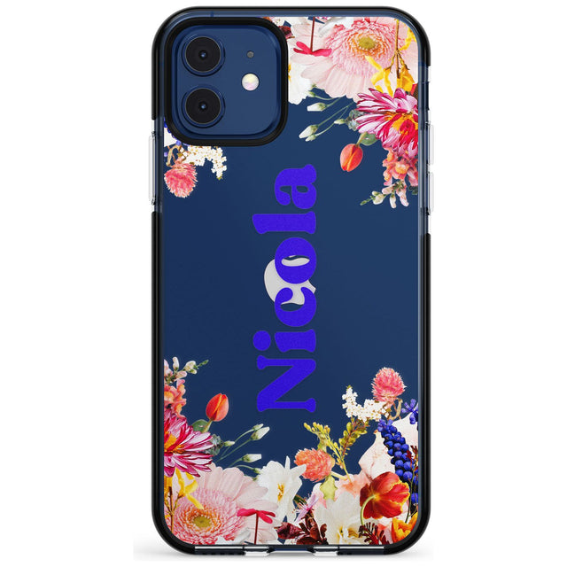 Custom Text with Floral Borders Pink Fade Impact Phone Case for iPhone 11 Pro Max