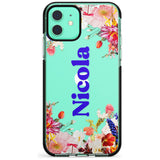 Custom Text with Floral Borders Pink Fade Impact Phone Case for iPhone 11 Pro Max