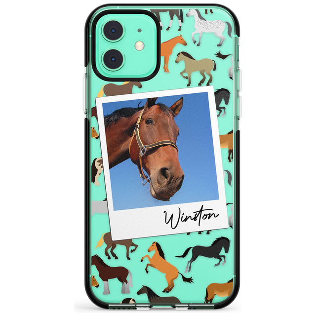 Personalised Horse Polaroid Black Impact Phone Case for iPhone 11 Pro Max