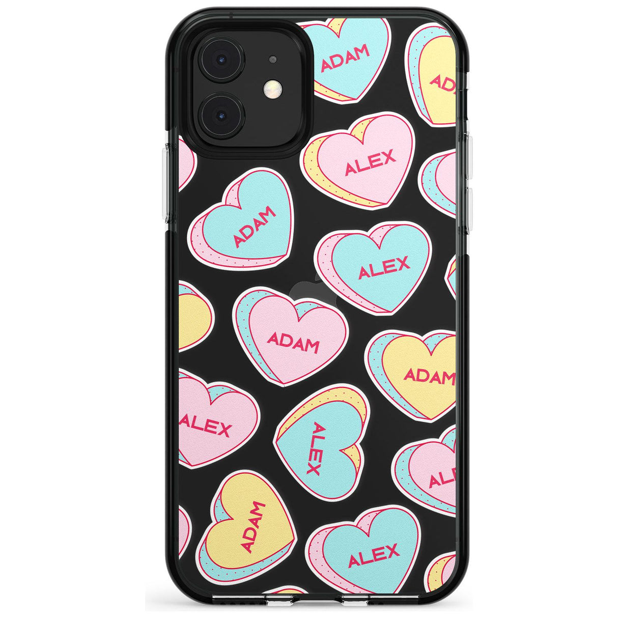 Custom Text Love Hearts Pink Fade Impact Phone Case for iPhone 11 Pro Max