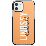 Bold Custom Name: Peach Black Impact Phone Case for iPhone 11