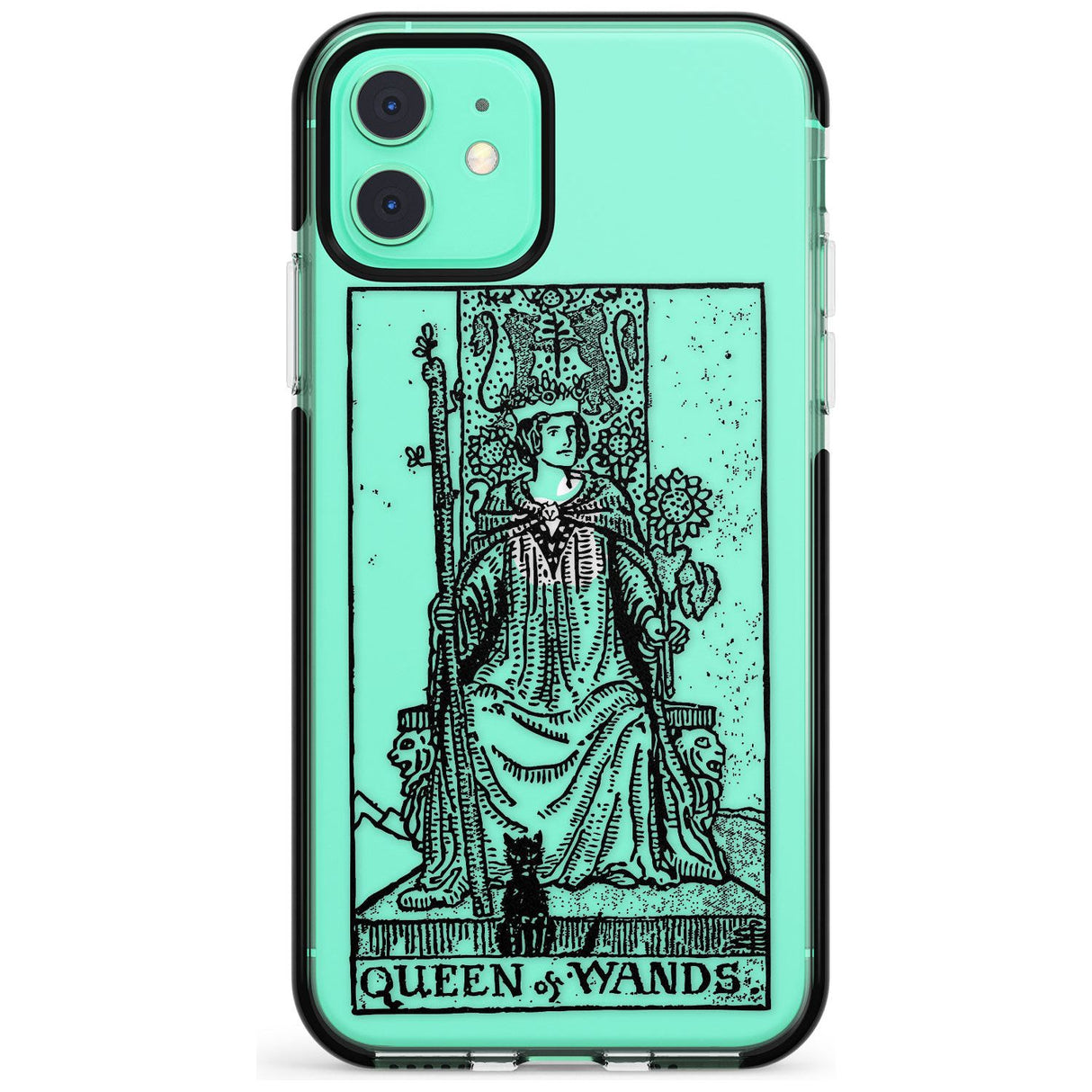 Queen of Wands Tarot Card - Transparent Pink Fade Impact Phone Case for iPhone 11 Pro Max