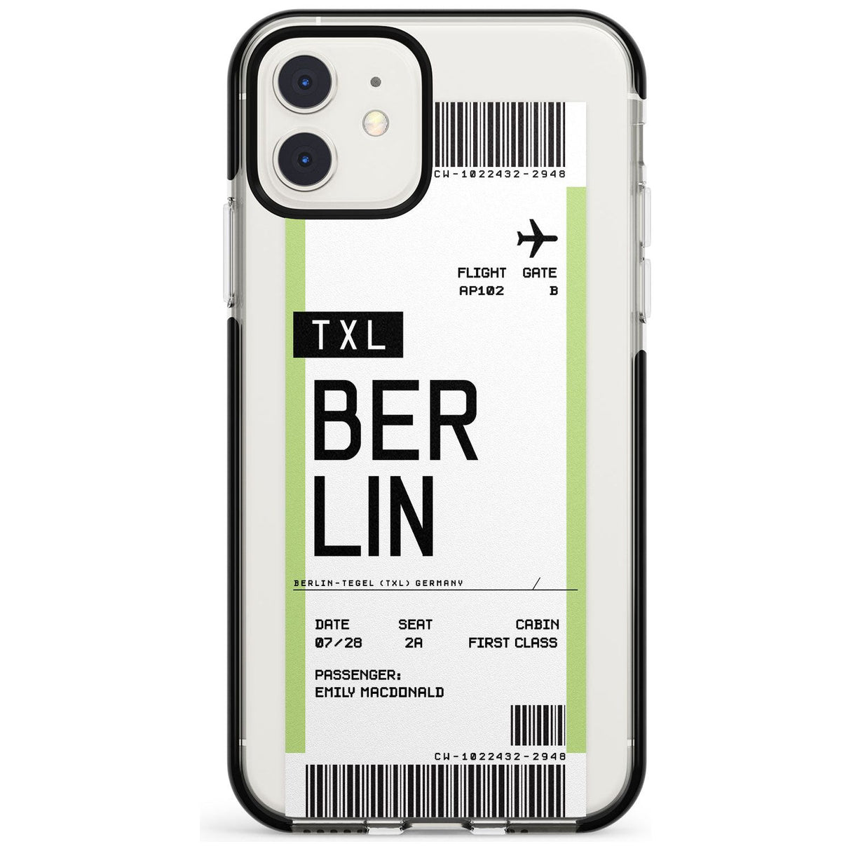 Berlin Boarding Pass iPhone Case  Black Impact Custom Phone Case - Case Warehouse