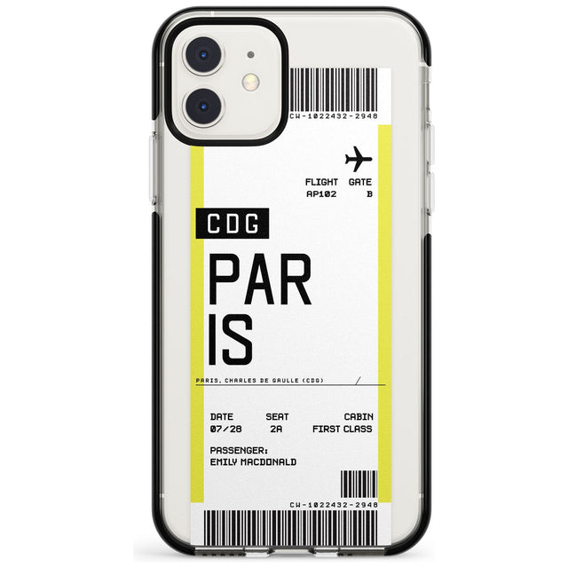 Paris Boarding Pass iPhone Case  Black Impact Custom Phone Case - Case Warehouse