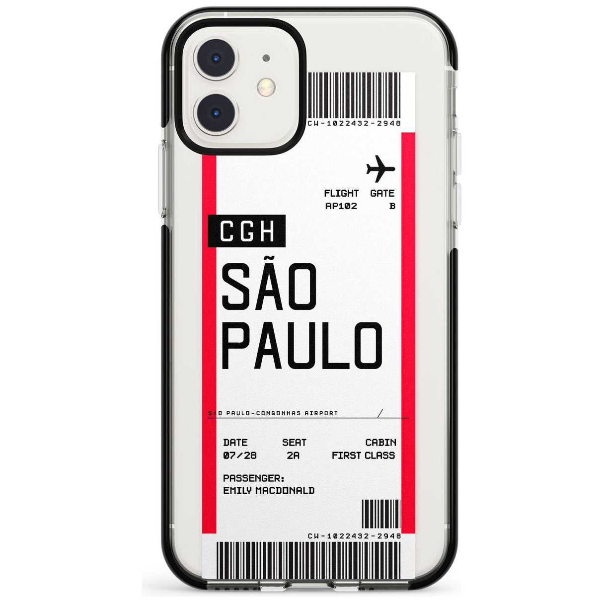 São Paulo Boarding Pass iPhone Case  Black Impact Custom Phone Case - Case Warehouse