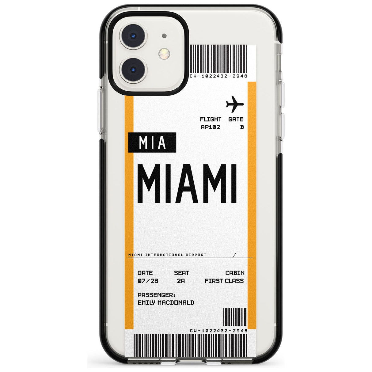 Miami Boarding Pass iPhone Case  Black Impact Custom Phone Case - Case Warehouse