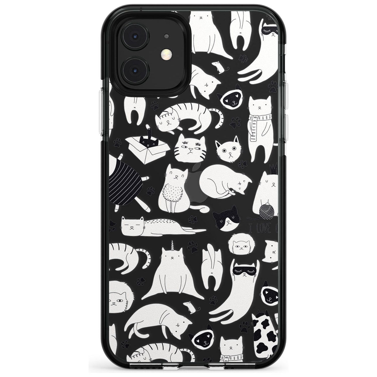 Cartoon Cat Collage - Black & White Pink Fade Impact Phone Case for iPhone 11 Pro Max