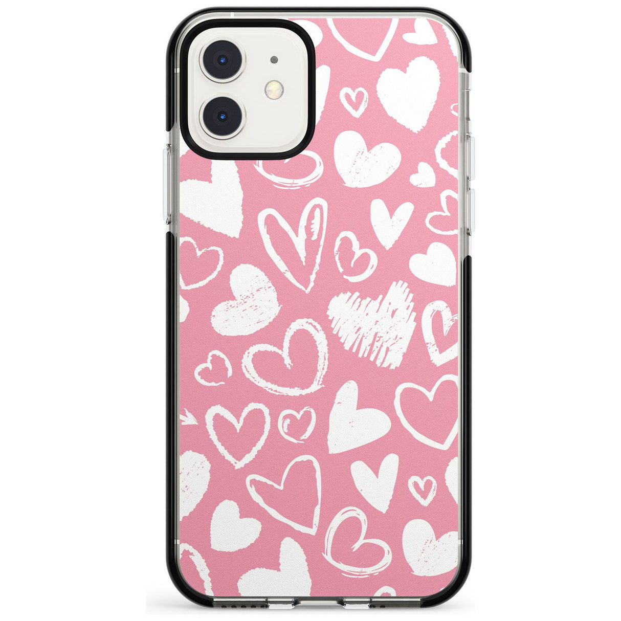 Chalk Hearts Black Impact Phone Case for iPhone 11 Pro Max