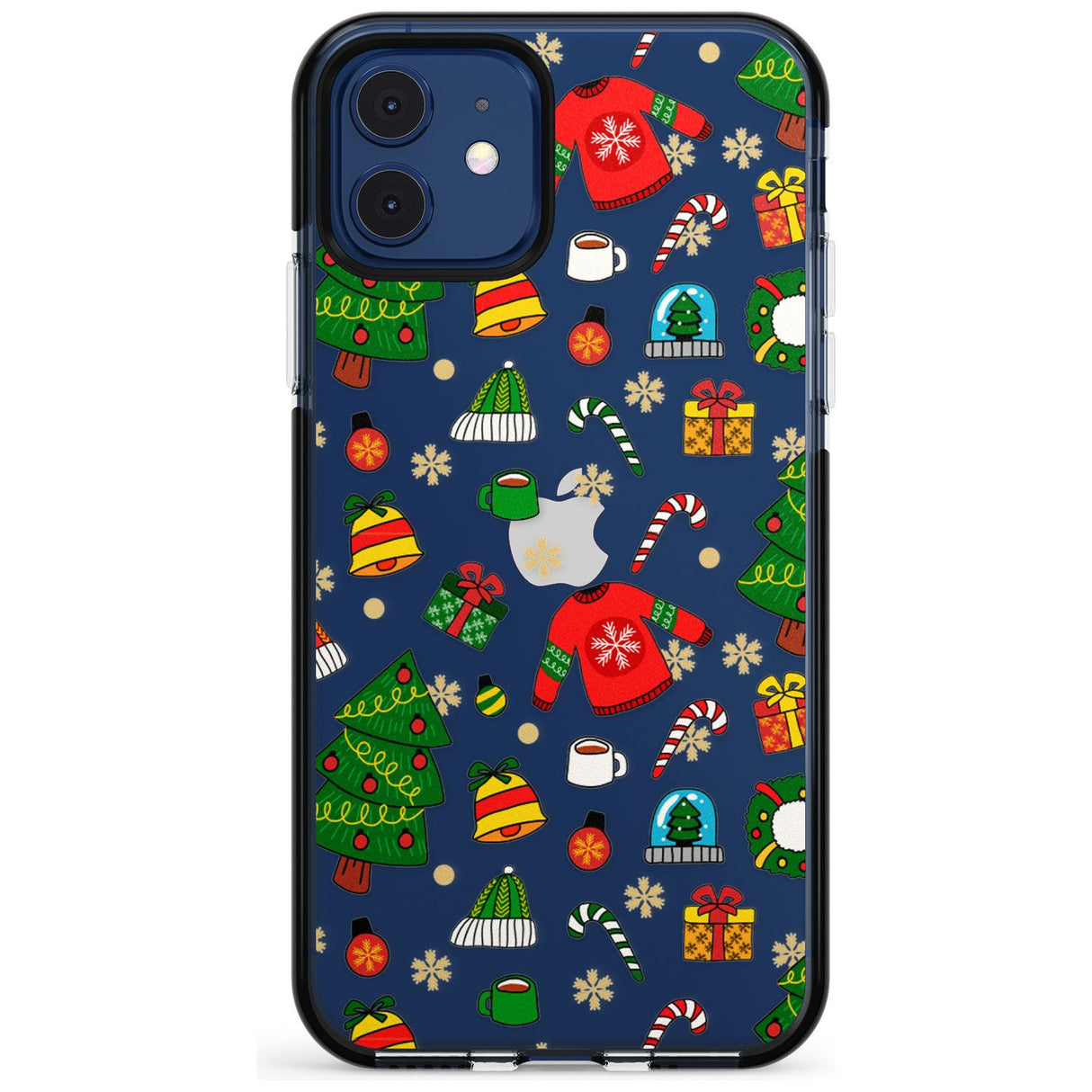 Christmas Mixture Pattern Black Impact Phone Case for iPhone 11 Pro Max