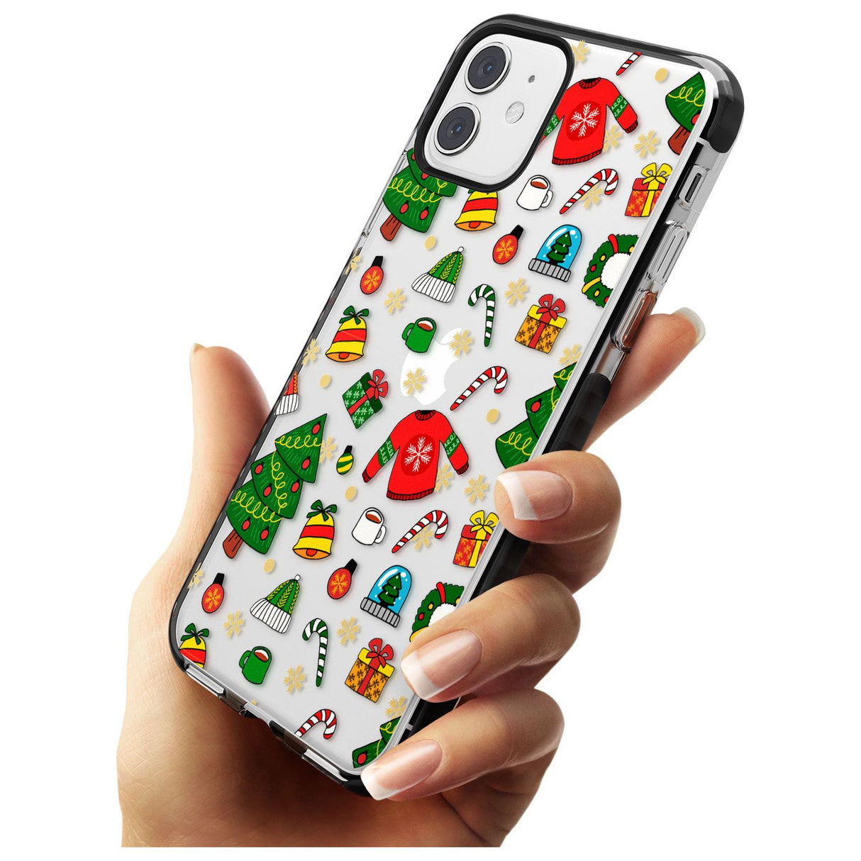 Christmas Mixture Pattern Black Impact Phone Case for iPhone 11 Pro Max